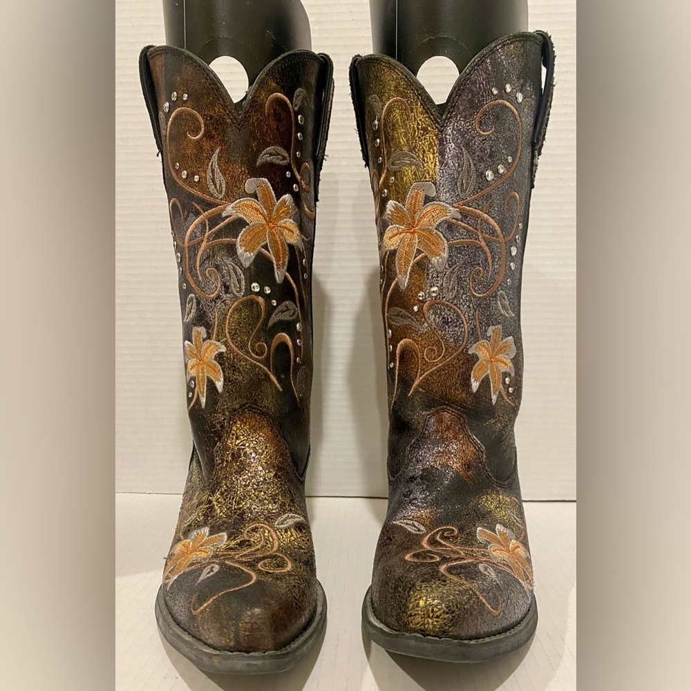 Crush by Durango 12” Rhinestone Embroidered Floral Western Cowboy Boots - Picture 6 of 11